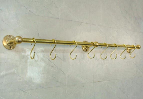 Unlacquered Brass Kitchen Pot Rack, Hanging Pan Organizer