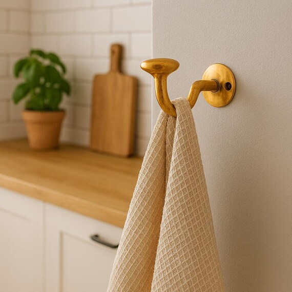 Handcrafted Unlacquered Solid Brass Hook: Vintage Style