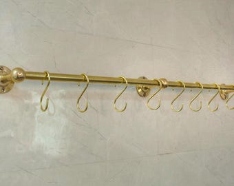 Unlacquered Brass Kitchen Pot Rack, Hanging Pan Organizer