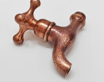 Engraved Copper wall mount faucet , Moroccan water tap , Handmade Bathroom Brass faucet.