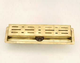 Handmade Unlacquered Brass Linear Shower Floor Drain, Rectangular Design
