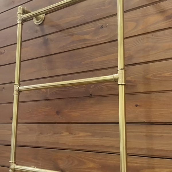 Unlacquered Solid Brass Towel Rack, Handcrafted Bathroom Organizer