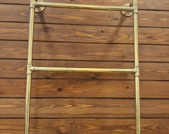 Unlacquered Solid Brass Towel Rack, Handcrafted Bathroom Organizer