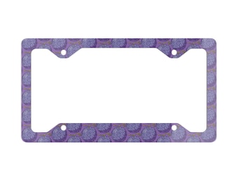 Purple Devil Fruit Pattern Metal License Plate Frame | Anime-Inspired Car Accessory