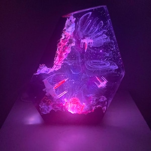 Galaxy Resin Lamp, Cosmic Night Light, Handmade Epoxy Starry Lamp, Space Decor Gift, Bedroom Mood Light, Universe Aesthetic Lamp