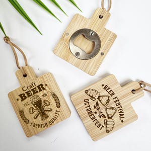 Custom logo engraved wooden magnet bottle opener,Personalized solid wood beer opener for party,Groomsman Gift,Best Man Gift