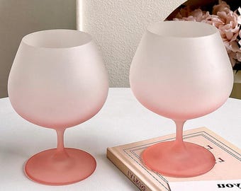 Copa de vino esmerilada rosa con degradado: estilo francés
