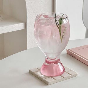 Bicchieri da vino in vetro rosa soffiato a mano: bicchieri da cocktail moderni