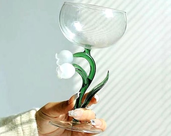 Creative lily of the valley goblet | glass red wine glass | creative wine glass | retro wine glass | embossed wine glass | Christmas tea set