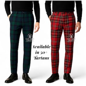 Scottish Tartan Pant Men&#39;s Highland Tartan Trouser Vintage Plaid trews For all purpose Golf Pants - Available in 50+ Tartan Colors