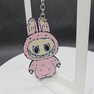 Pink Labubu Keychain – Cute Toy-Inspired Keyring – Collectible Gift for Designer Toy Fans & Kawaii Lovers 3D Printed