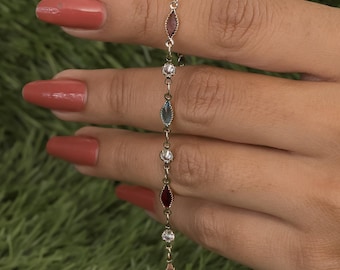 Multicolor Colorstone Bracelet with Moissanite Accents, SGL Certified