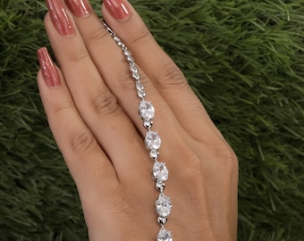 Oval Moissanite Bracelet, Adjustable Sterling Silver or Solid Gold