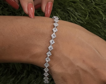 Square Cut Moissanite Tennis Bracelet, SGL Certified Jewelry