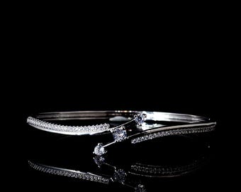 Brazalete Rígido Diamante Lab Certificado SGL | Plata 925 u Oro 9k 14k 18k | Grabado | Regalo Aniversario