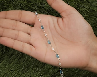 Blue Colorstone Bracelet with Lab-Grown Diamond Accents, SGL Certified