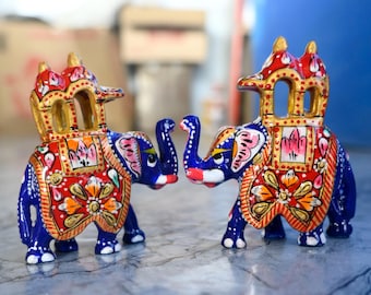 Hand-painted Elephant Figurine – Rajasthani Metal Craft