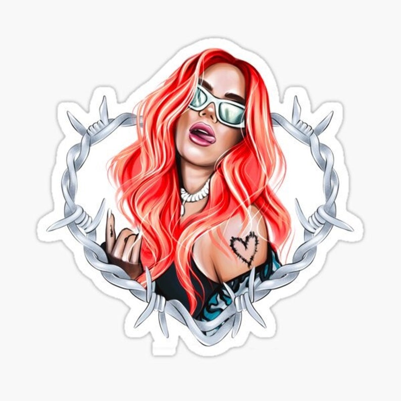 Karol G Sticker Red Hair Sticker La Bichota Sticker La Etsy
