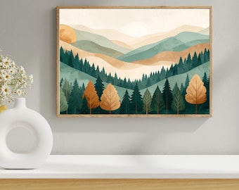 Abstract Boho Forest Wall Print
