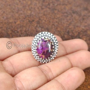 Lila Kupfer Türkis Ring, 925 Sterling Silber Ring, Türkis Stein Ringe, Handgefertigte Ringe, Stapelring, Statement Ring, Hochzeitsgeschenke