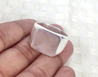 925 Sterling Silver Signet Rings, Handmade Men's Band, Simple Turkish Jewelry