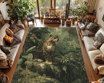 Leopard Print Rug: Washable Jungle Safari Area Rug
