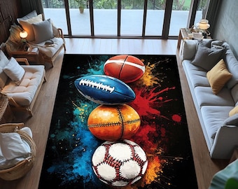 Tappeto con palline sportive: tappeto lavabile per la sala giochi, decorazione antiscivolo per bambini