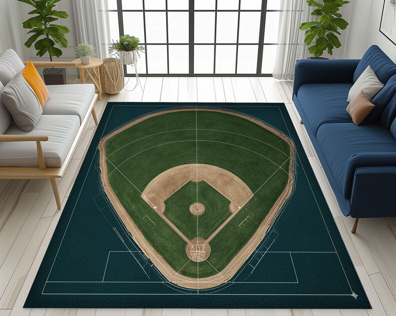 Baseball Field Rug: Aerial View Sports Carpet, Game Room Decor - Etsy