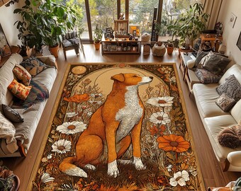 Dog Rug: Floral Cottagecore Farmhouse Decor - Washable Non-Slip