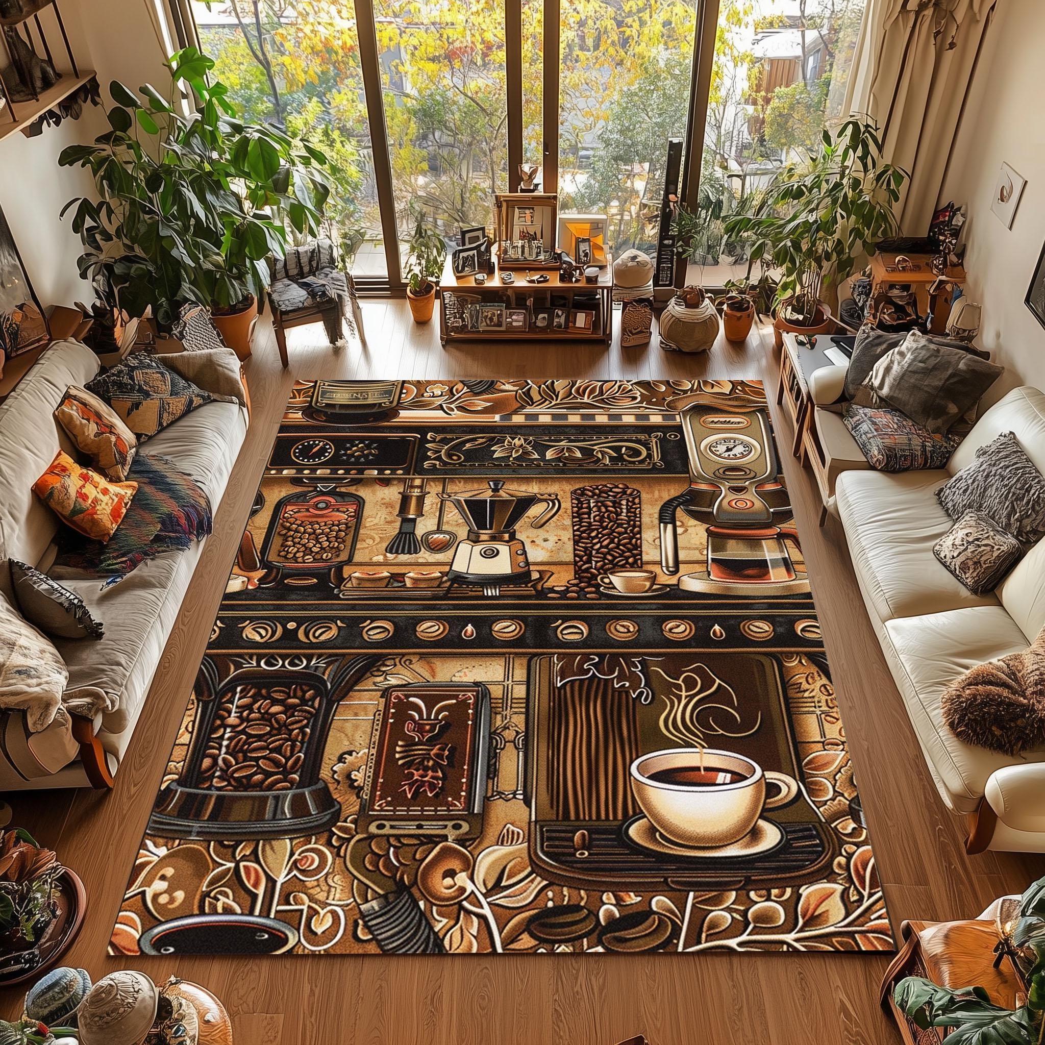Coffee Themed Rug: Washable Non-slip Cafe Style Floor Mat - Etsy