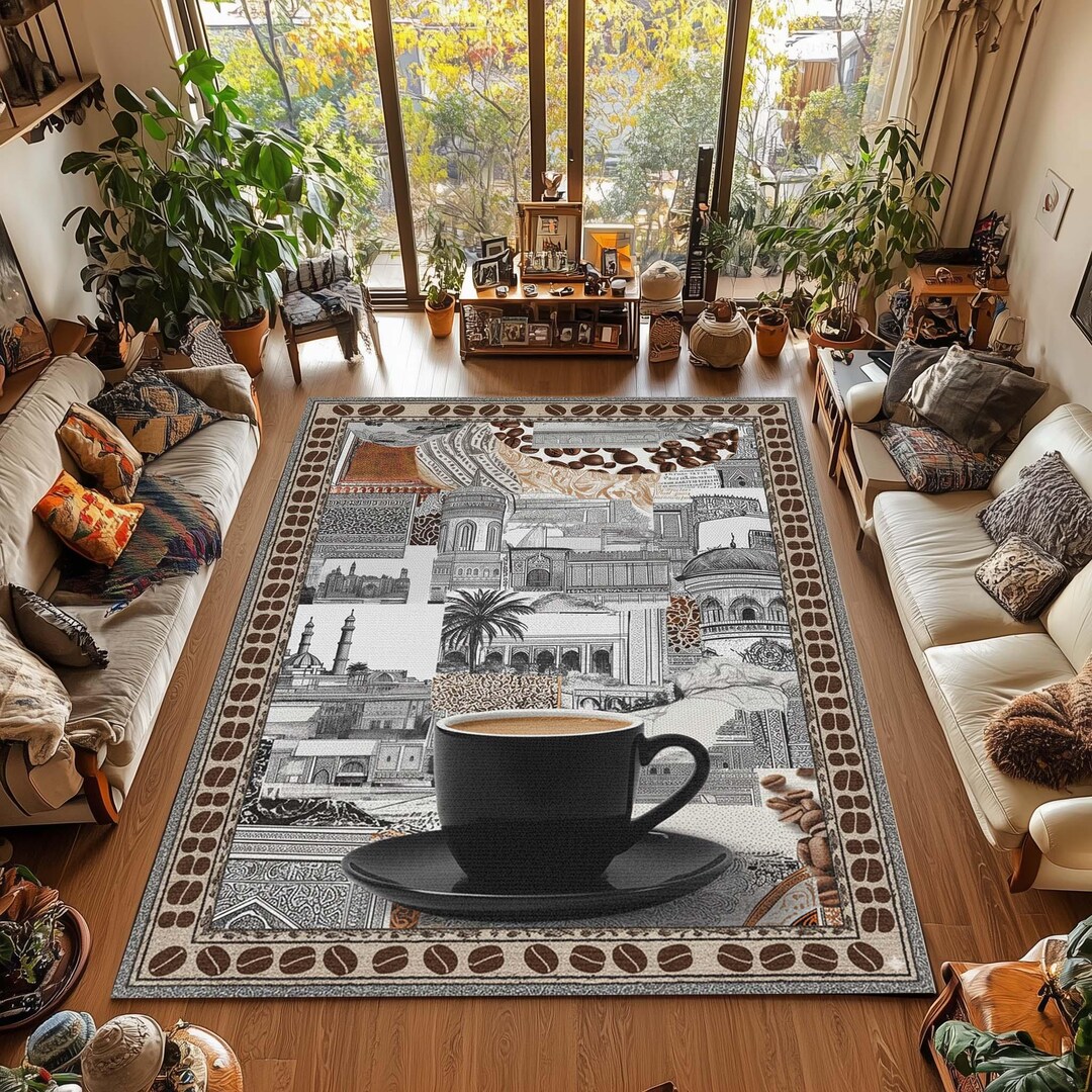 Cafe Rugs Coffee Lover Rug: Arabic Design, Kitchen & Cafe Decor - Etsy
