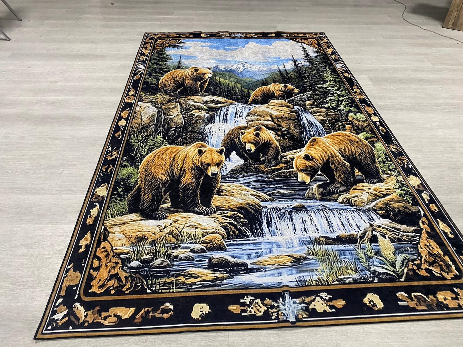 Bear Mountain Rug: Rustic Cabin Decor, Non-slip Washable Carpet - Etsy