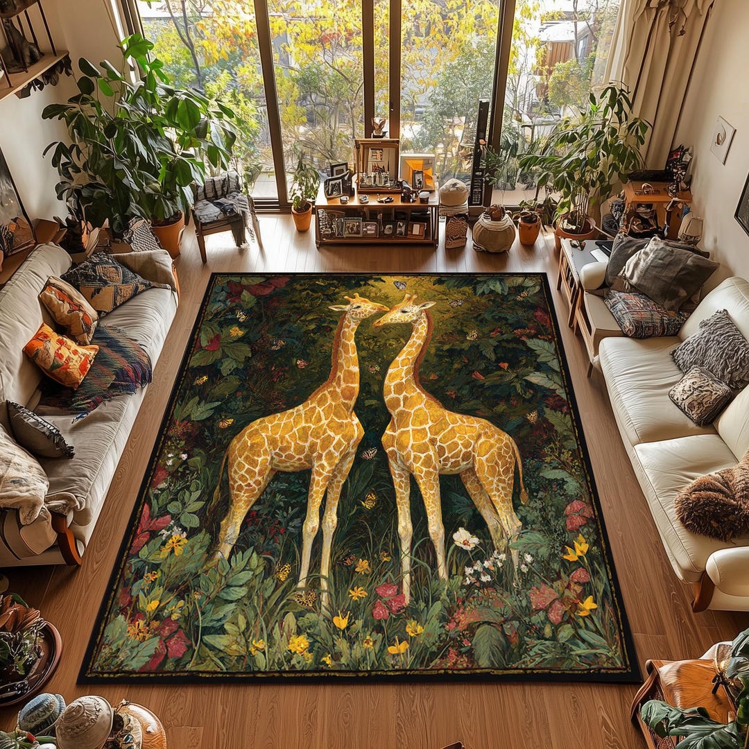 Giraffe Texture Rug Giraffe Jungle Rug: Safari Nursery Play Mat, Washable Non-slip Carpet ...