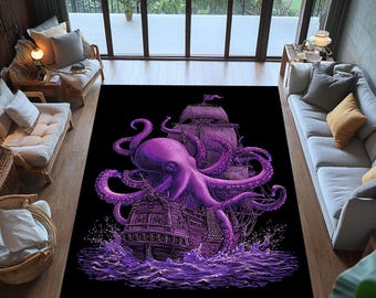Kraken Octopus-tapijt: gotische nautische vloerkunst, decor piratenschip