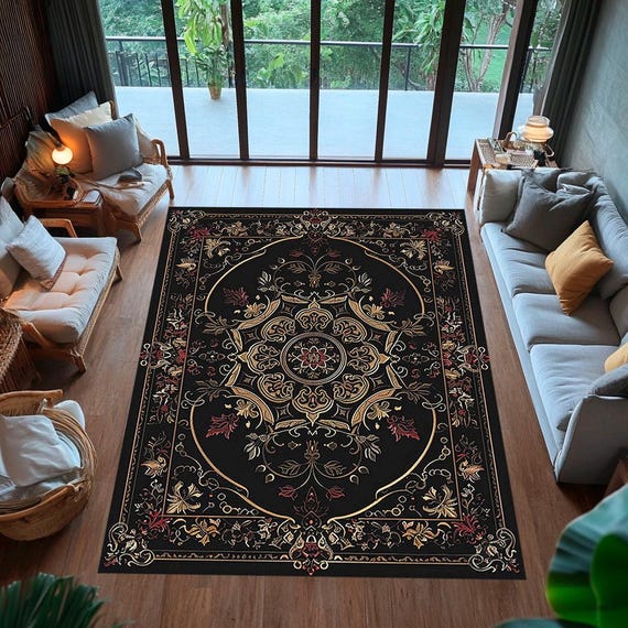 Victorian Floral Rug: Gothic Baroque Non-slip Floor Art - Etsy