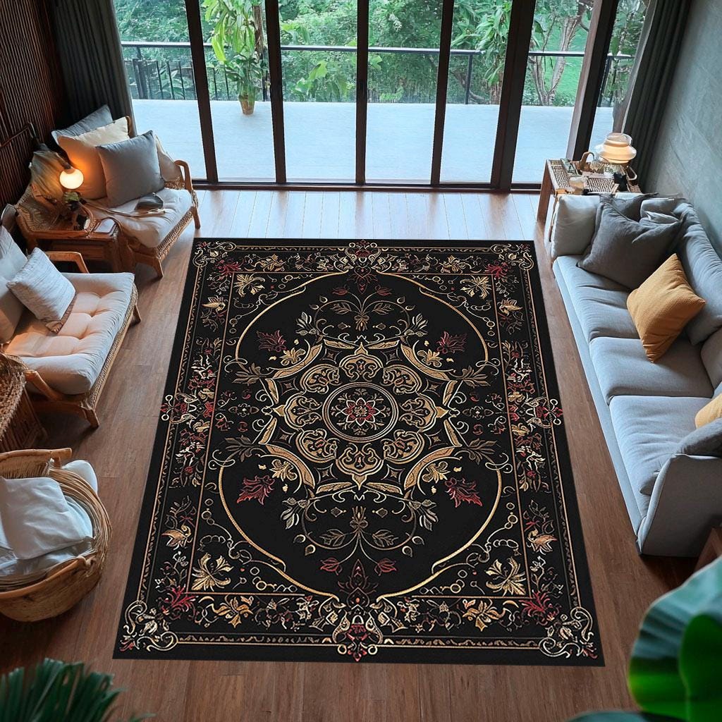 Victorian Floral Rug: Gothic Baroque Non-slip Floor Art - Etsy