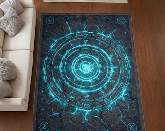Dywan Arcane Magic Circle, dywan z symbolem okultystycznego zaklęcia, zmywalny dywan antypoślizgowy, dywan do sypialni, dywan do pokoju gracza o czarowniczym charakterze