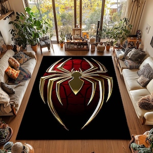 Alfombra antideslizante de superhéroe, personalizada con diseño de Spiderman, para habitación infantil, lavable, personalizada, ideal como regalo para niños y niñas, para decoración de salón.