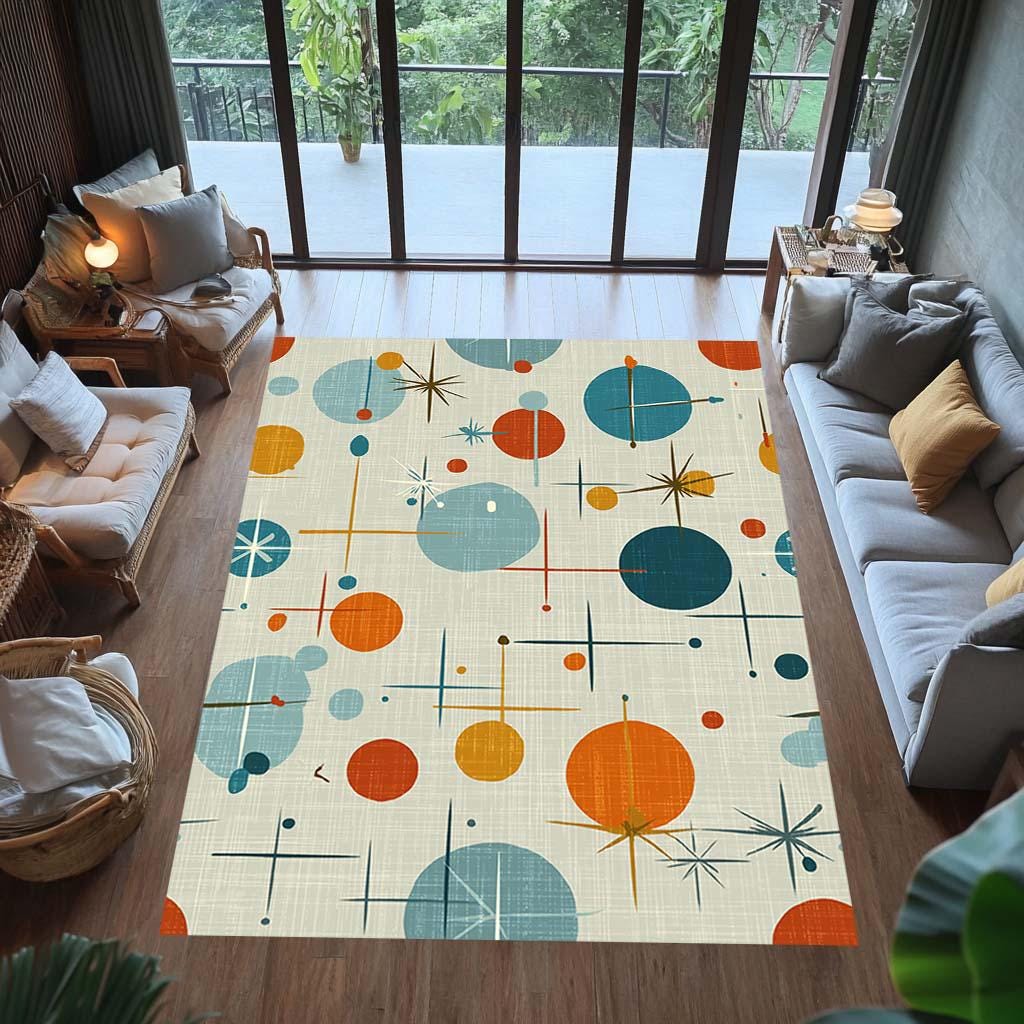 Atomic Fallout Rug Mid-century Modern Atomic Starburst Rug: Colorful Retro Area Carpet - Etsy