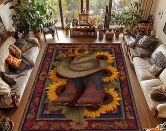 Alfombra de vaquero, alfombra del lejano oeste, alfombra del oeste, alfombra vaquera, alfombra estética, alfombra de diseño, alfombras de área, alfombra decorada, alfombra para sala de estar, alfombra con botas, alfombra retro