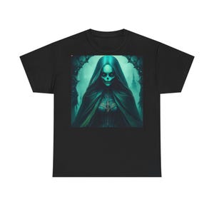Gothic Graphic Tee, Unisex Heavy Cotton Tee, Spooky Halloween Shirt, Edgy Casual Wear, Unique Gift for Halloween Lovers