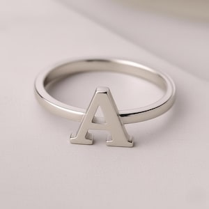 Personalized Initial Ring: Dainty Silver Letter A-Z Band