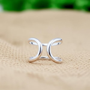 Sterling Silver Double Band Ring: Modern Open Style