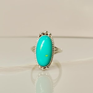 Handmade Green Turquoise Ring: Sterling Silver Boho Statement Jewelry