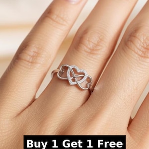 925 Sterling Silver Infinity Heart Ring – Dainty Promise Ring for Her – Love Knot Ring – Gift for Girlfriend | Valentine&#39;s Day Jewelry