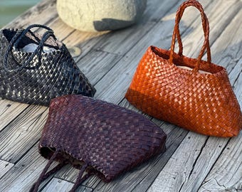 Mila Retro hand-woven first-layer cowhide shoulder bag, Soft Leather bag ,Gift for Wife,Gift for Mom，Mother's Day Gifts