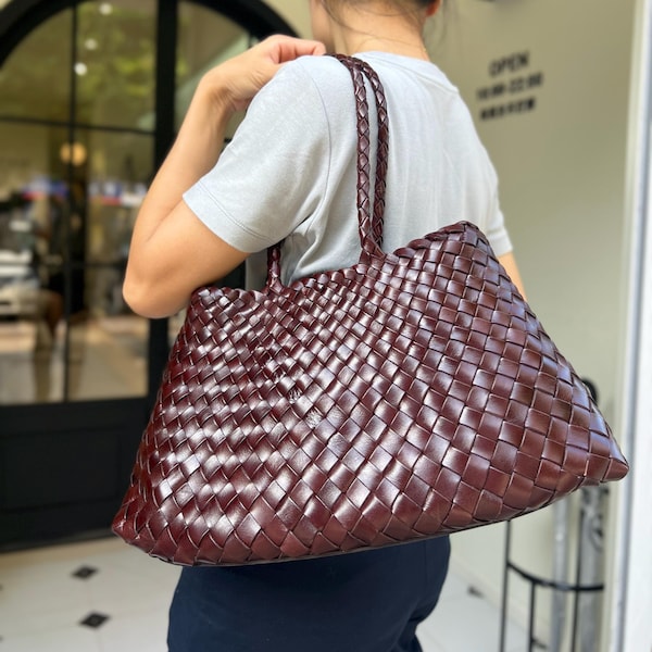 IN STOCK!Mila Retro hand-woven first-layer cowhide shoulder bag, Soft Leather bag ,Gift for Wife,Gifts for Mom，Mother's Day