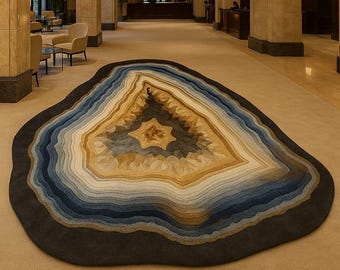 Geode Inspired Tufted Rug: Modern Abstract Accent Carpet
