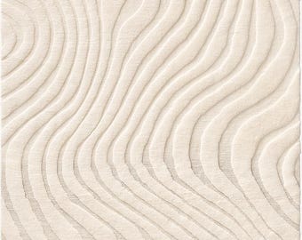Hand Knotted Wool Rug, White Textured Wave Design
