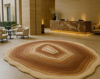 Handmade Agate Tufted Rug: Irregular Geode Design, Earth Tones